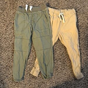 Kids' Olive (Carter's) and Tan (Children's Place) Jogger Pants (Bundle of 2)